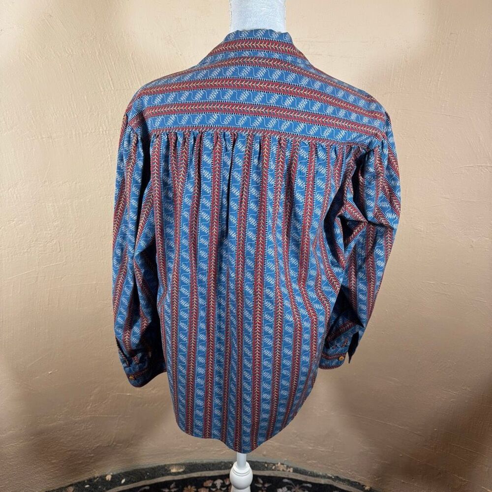 Vintage Ralph Lauren Country Womens Striped Button Up Shirt Blue Red Size 12 - Picture 3 of 5